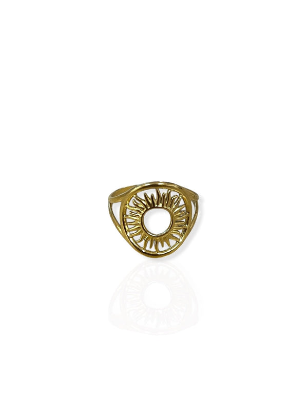 Anillo óvalo sol dorado
