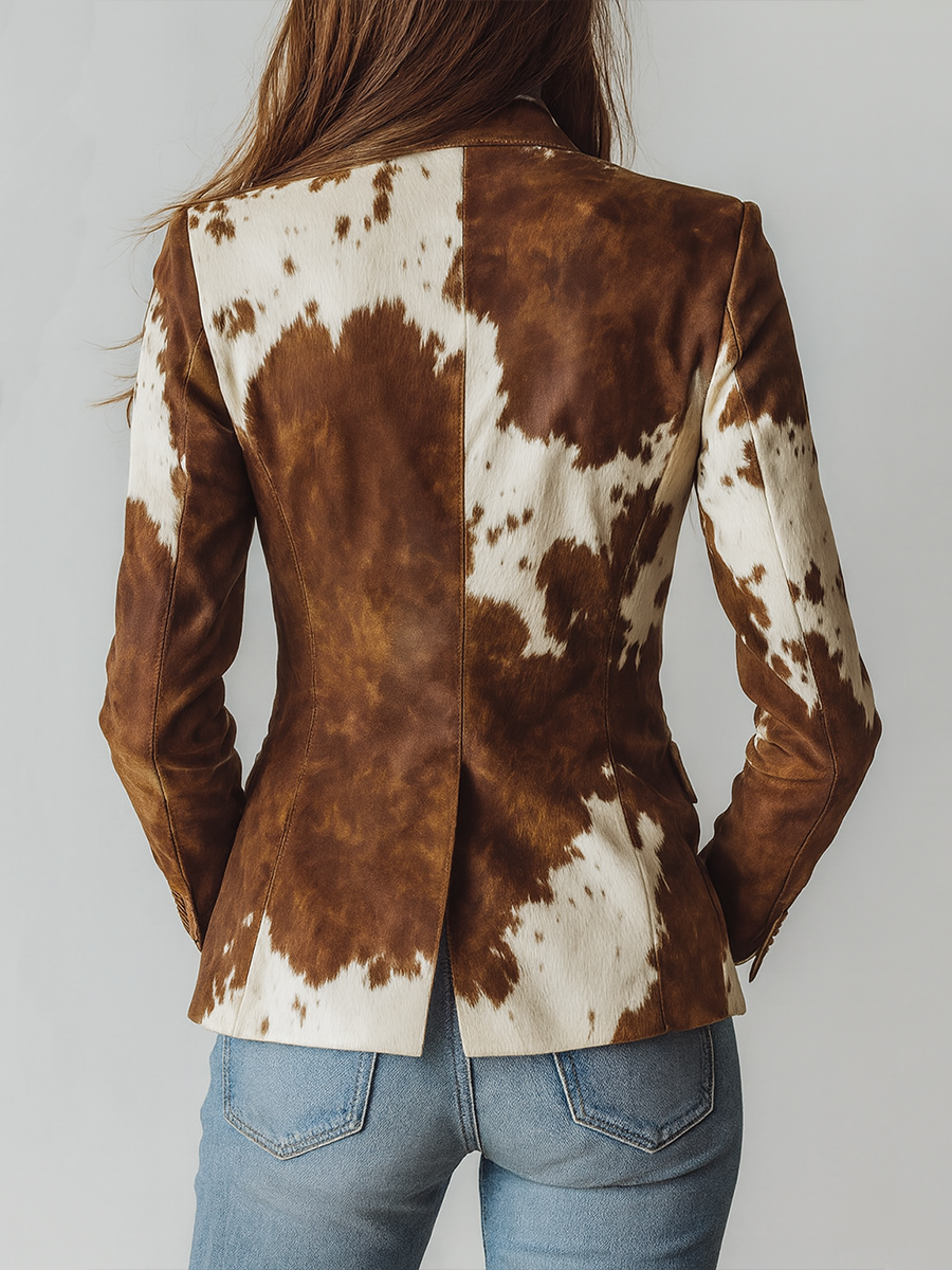 Albarracín | Blazer Vintage con Estampado de Vaca