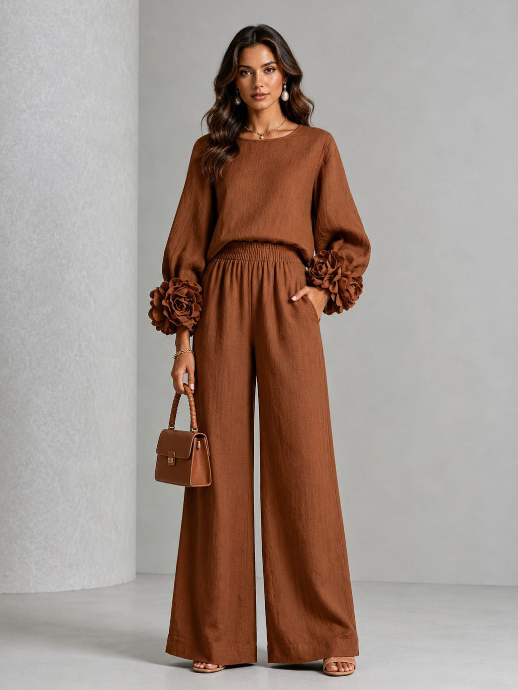 Jazmín | Conjunto de dos piezas fluido de corte holgado y pantalón ancho