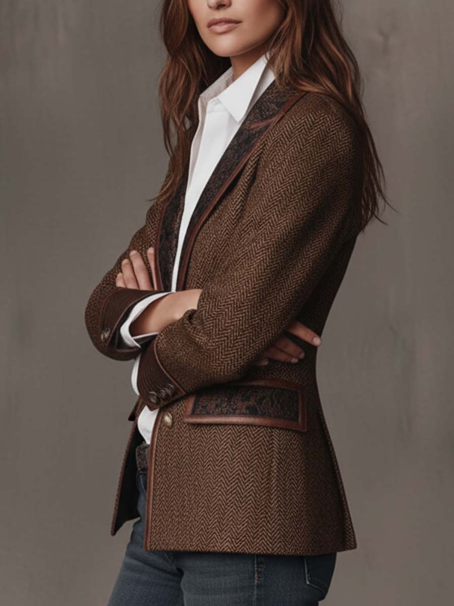 Segovia | Blazer con Inserciones Estampadas de Espiga