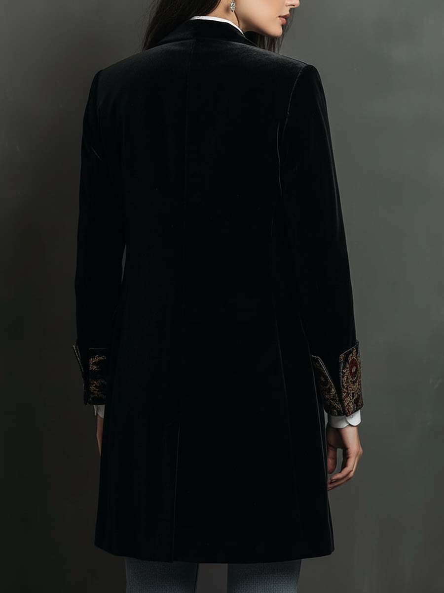 Sitges | Blazer Ajustado con Estampado Barroco Negro