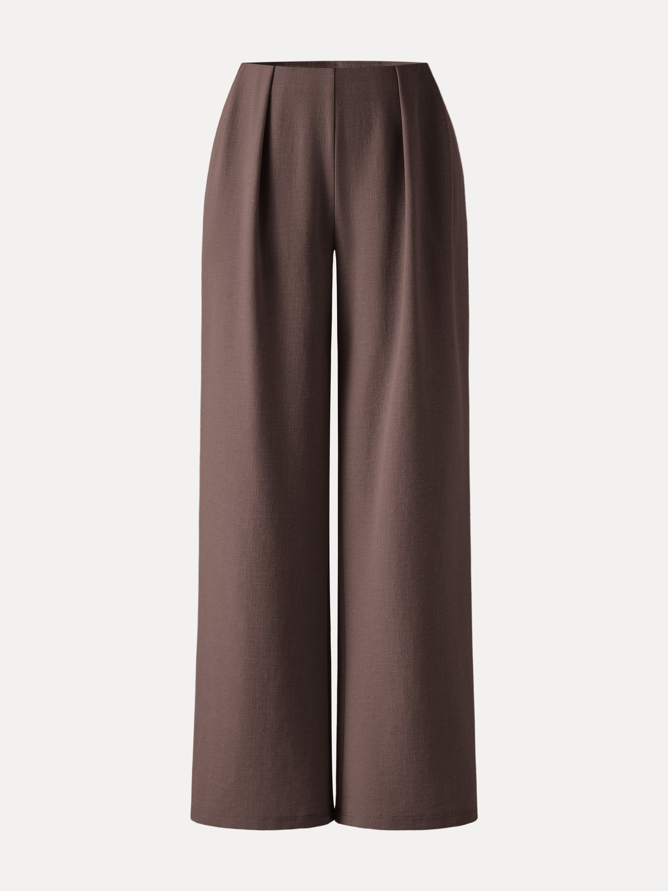 Pantalón Acampanado Ancho Tipo Lino con Bolsillos