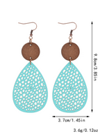 Eliana - Pendientes Colgantes Calados de Cuero PU Estilo Vintage