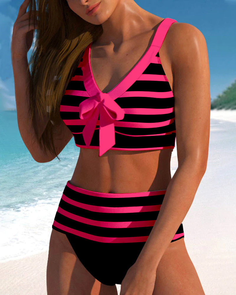 Alina | Bikini de Rayas con Cintura Alta