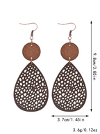Eliana - Pendientes Colgantes Calados de Cuero PU Estilo Vintage