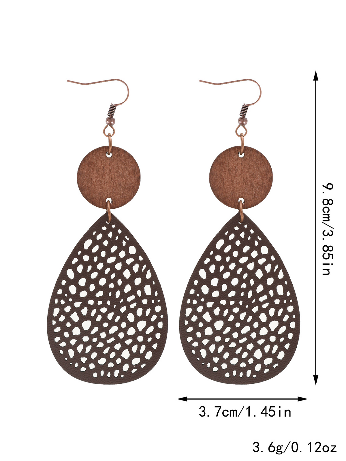 Eliana - Pendientes Colgantes Calados de Cuero PU Estilo Vintage