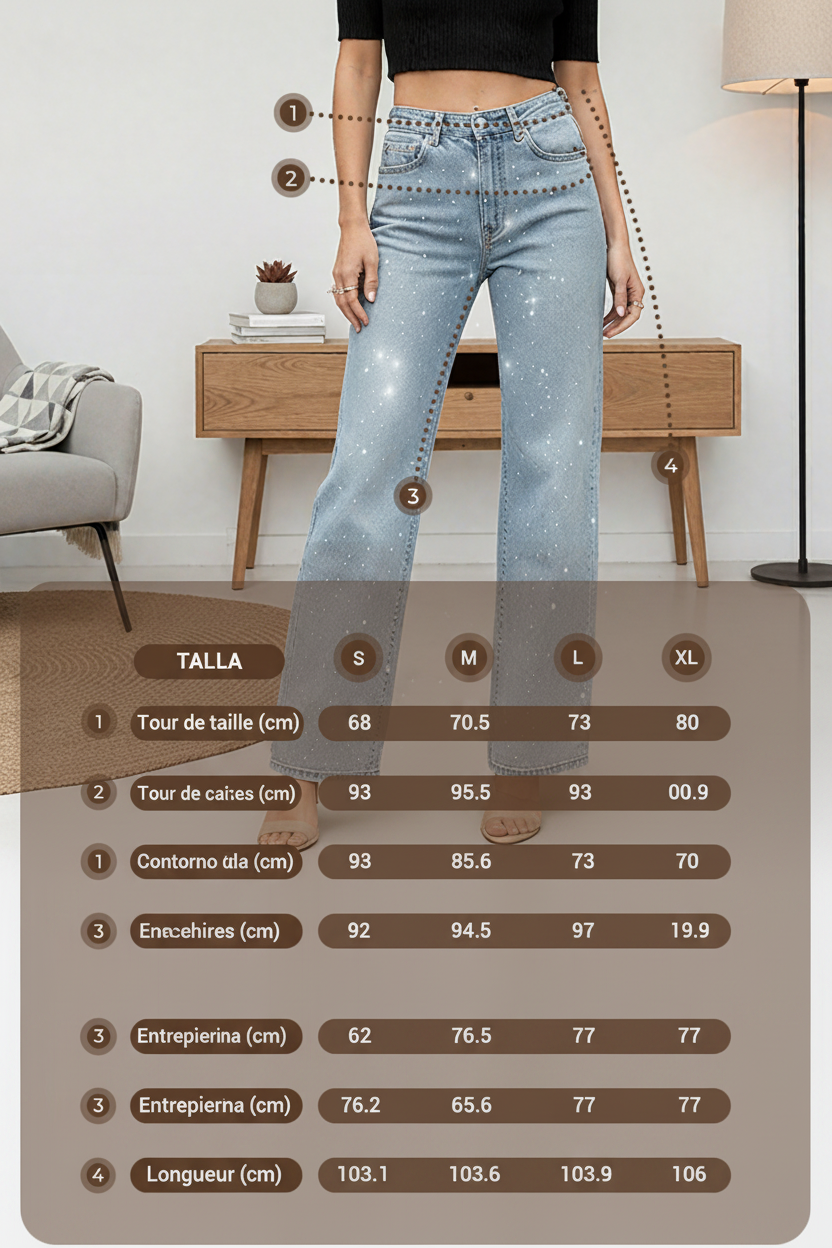 Jeans de Pernera Recta con Strass