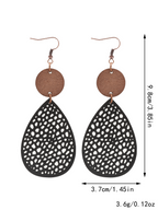 Eliana - Pendientes Colgantes Calados de Cuero PU Estilo Vintage