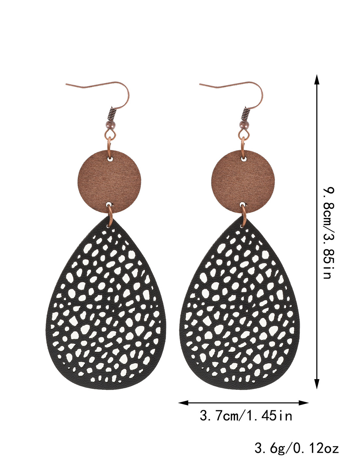 Eliana - Pendientes Colgantes Calados de Cuero PU Estilo Vintage