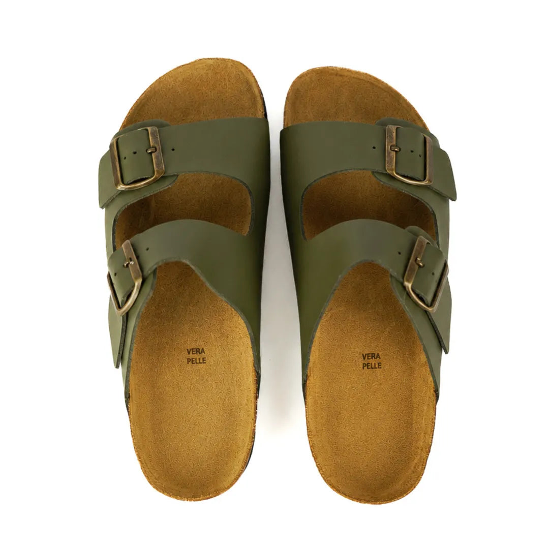 Sandalias Positano en Piel Auténtica Verde