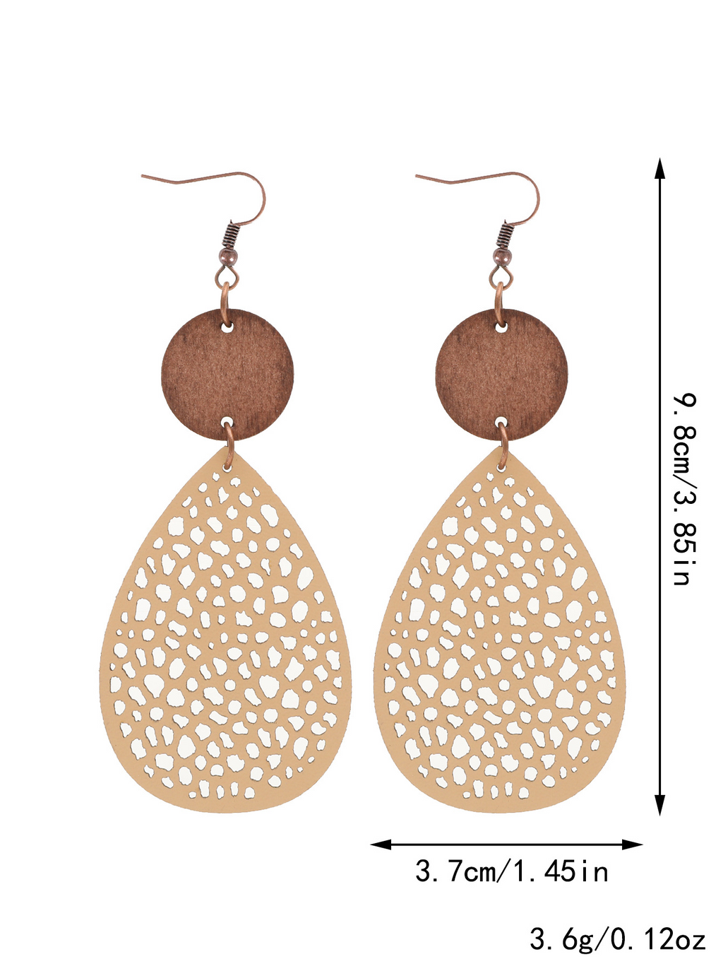 Eliana - Pendientes Colgantes Calados de Cuero PU Estilo Vintage