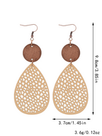 Eliana - Pendientes Colgantes Calados de Cuero PU Estilo Vintage