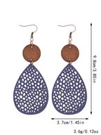 Eliana - Pendientes Colgantes Calados de Cuero PU Estilo Vintage