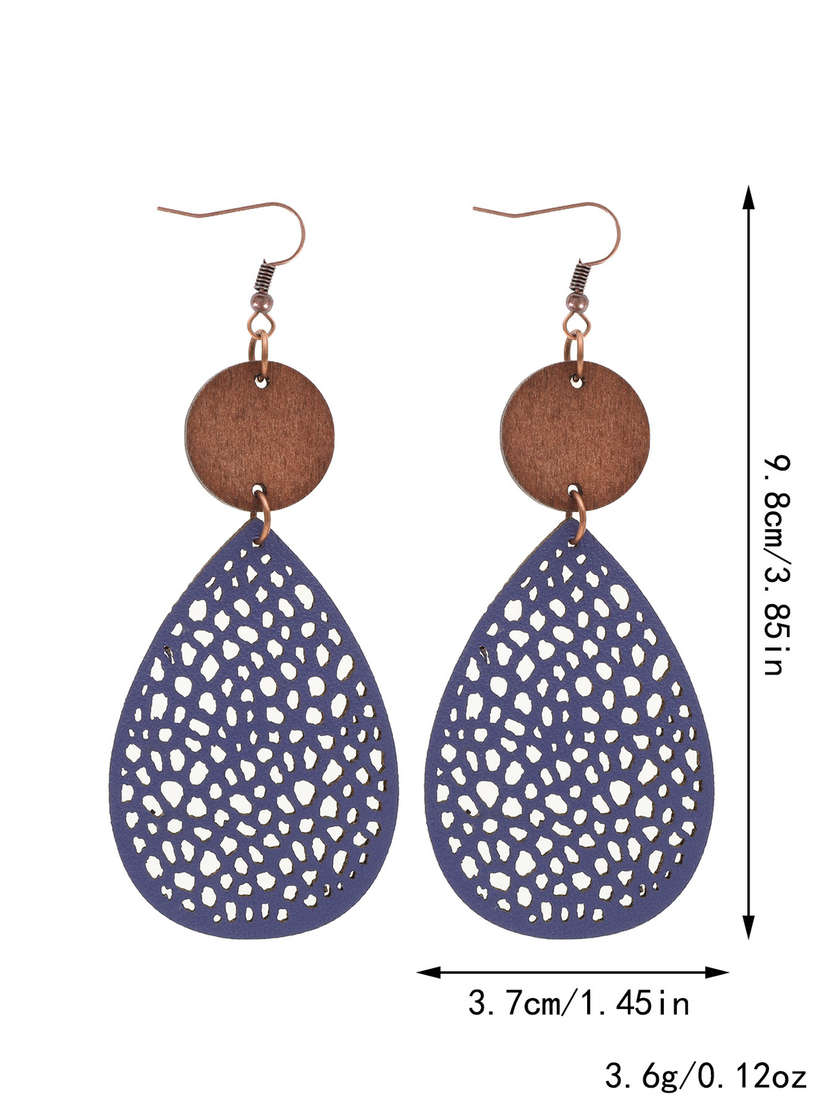 Eliana - Pendientes Colgantes Calados de Cuero PU Estilo Vintage