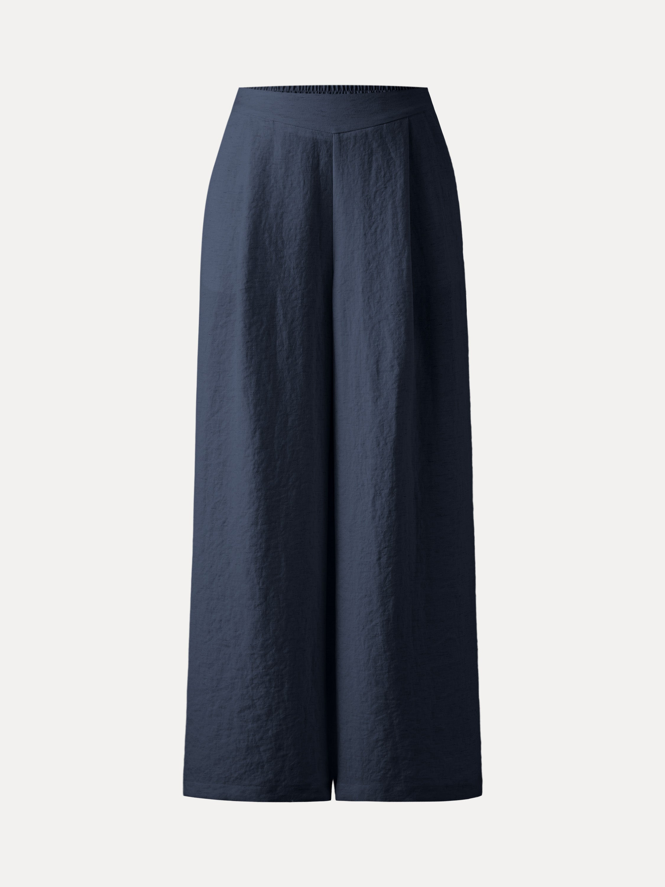 Pantalón Fresco Tipo Lino Tiro Medio Pierna Ancha con Bolsillos