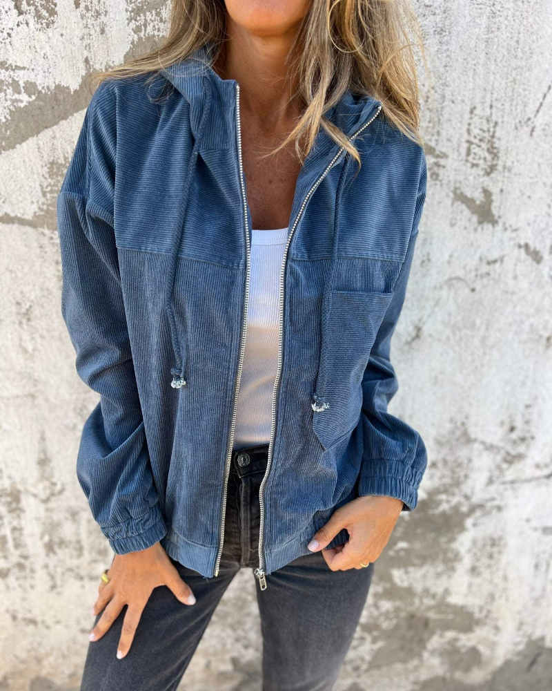 Ella™ - Chaqueta de Pana con Capucha y Cremallera