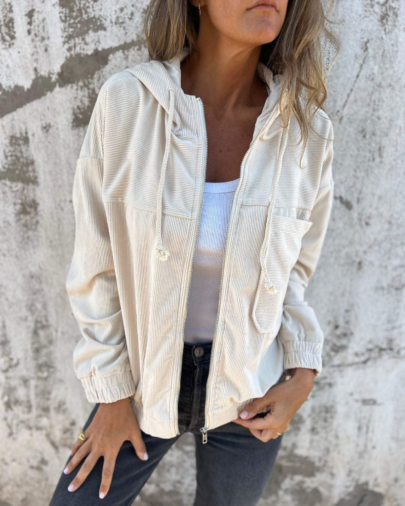 Ella™ - Chaqueta de Pana con Capucha y Cremallera