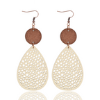 Eliana - Pendientes Colgantes Calados de Cuero PU Estilo Vintage