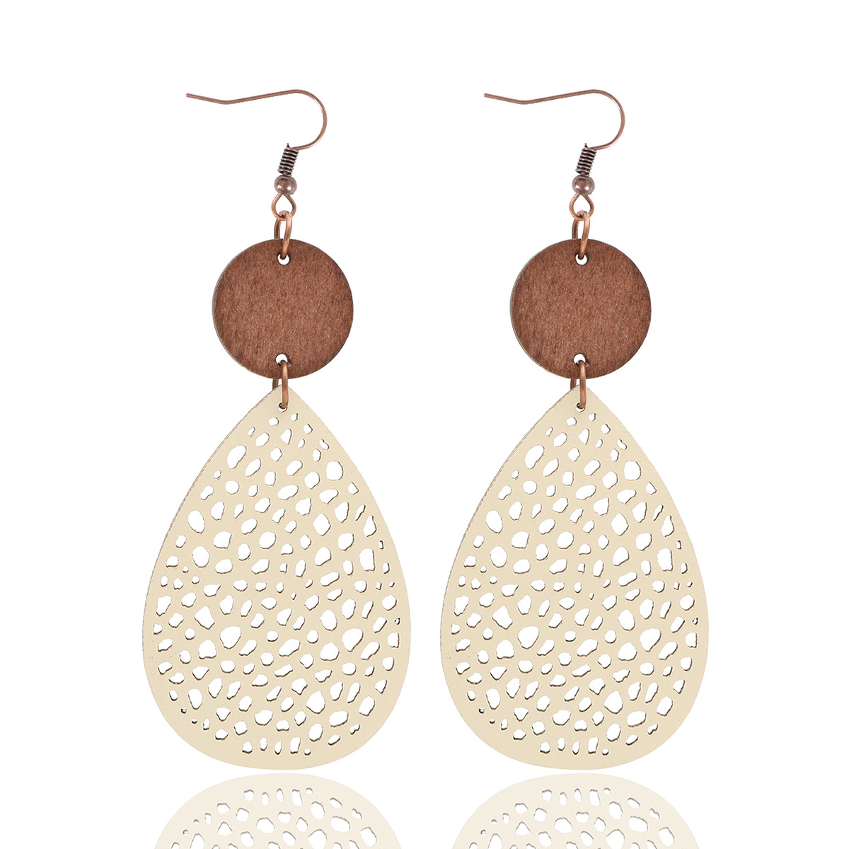 Eliana - Pendientes Colgantes Calados de Cuero PU Estilo Vintage