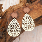 Eliana - Pendientes Colgantes Calados de Cuero PU Estilo Vintage