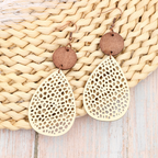 Eliana - Pendientes Colgantes Calados de Cuero PU Estilo Vintage