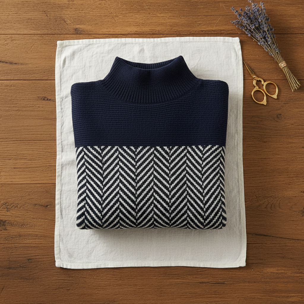 Valeria - Cuello Alto de Algodón con Zigzag