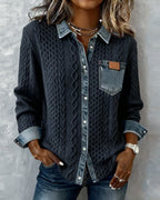 Camila - Camisa de Manga Larga con Patchwork Vaquero