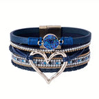 Georgia - Pulsera de Cuero Bohemia Multicapa con Corazón