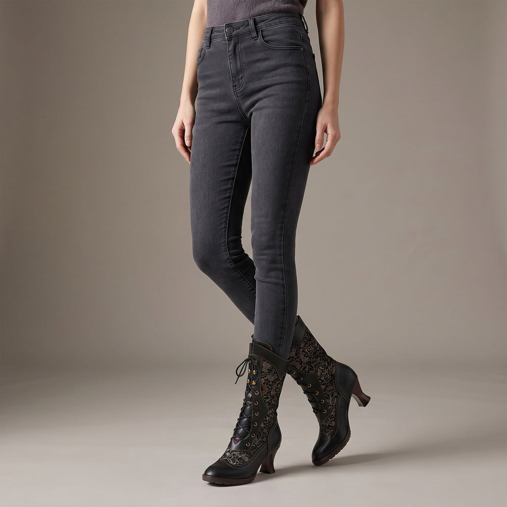 Willow - Botas a la Media Pantorrilla de Elegancia Victoriana