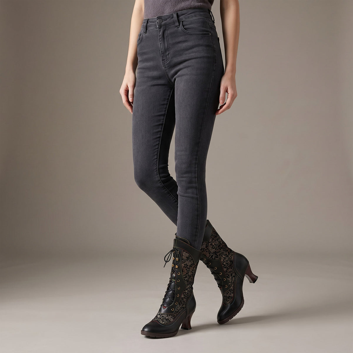 Willow - Botas a la Media Pantorrilla de Elegancia Victoriana