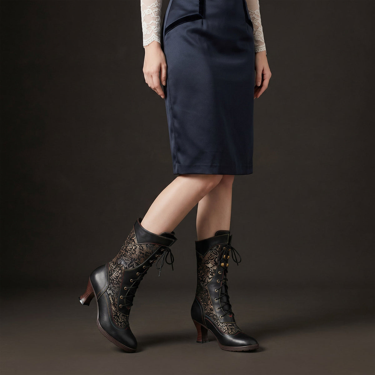 Willow - Botas a la Media Pantorrilla de Elegancia Victoriana