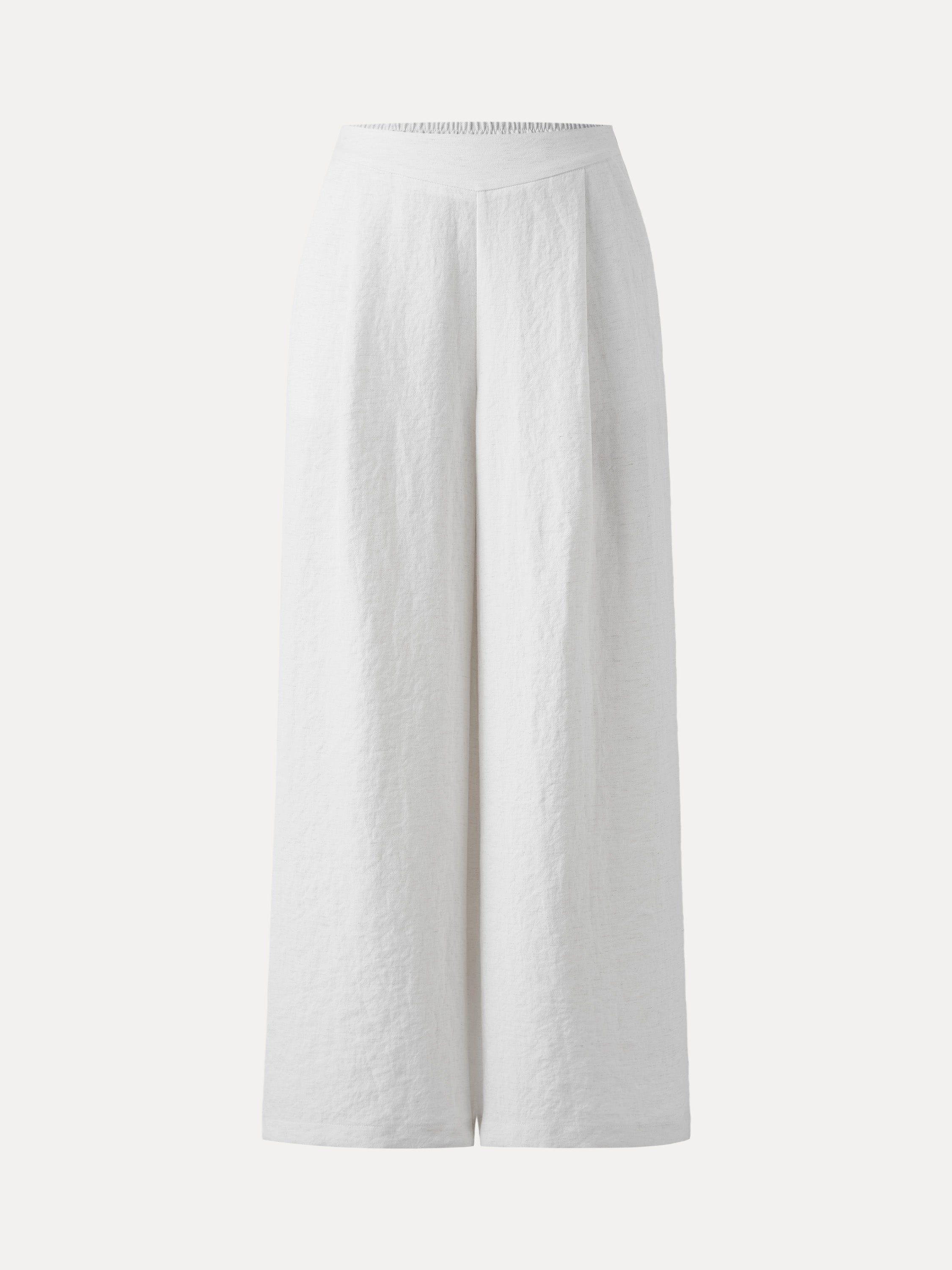 Pantalón Fresco Tipo Lino Tiro Medio Pierna Ancha con Bolsillos
