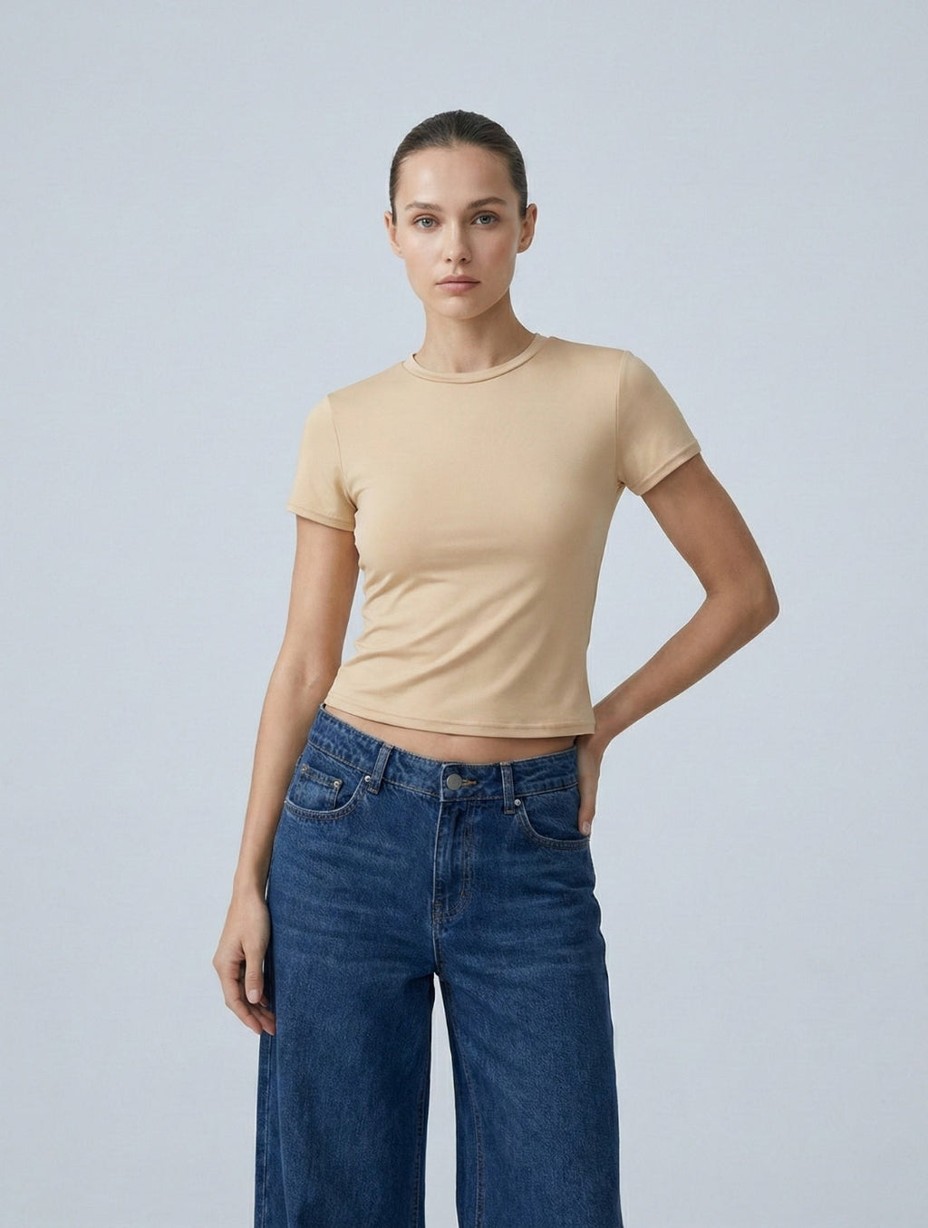 Top de Manga Corta con Cuello Redondo