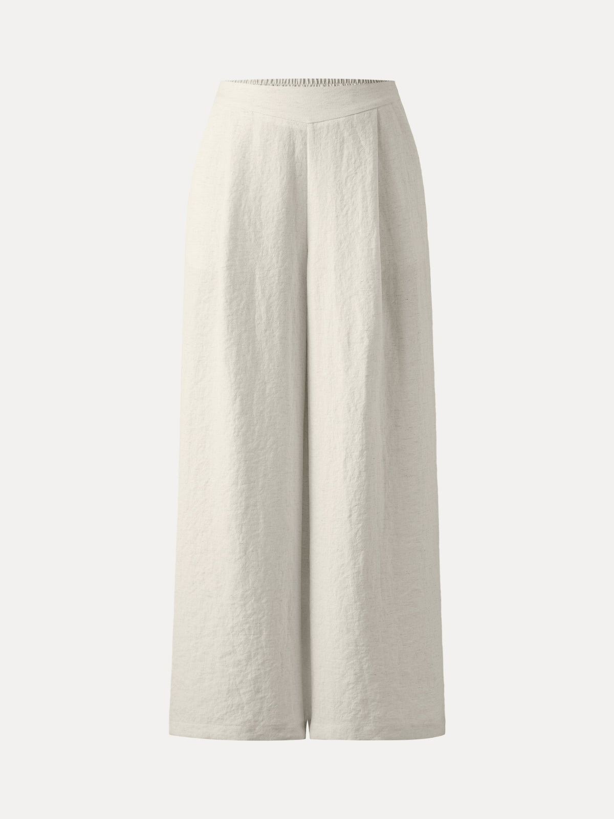 Pantalón Fresco Tipo Lino Tiro Medio Pierna Ancha con Bolsillos