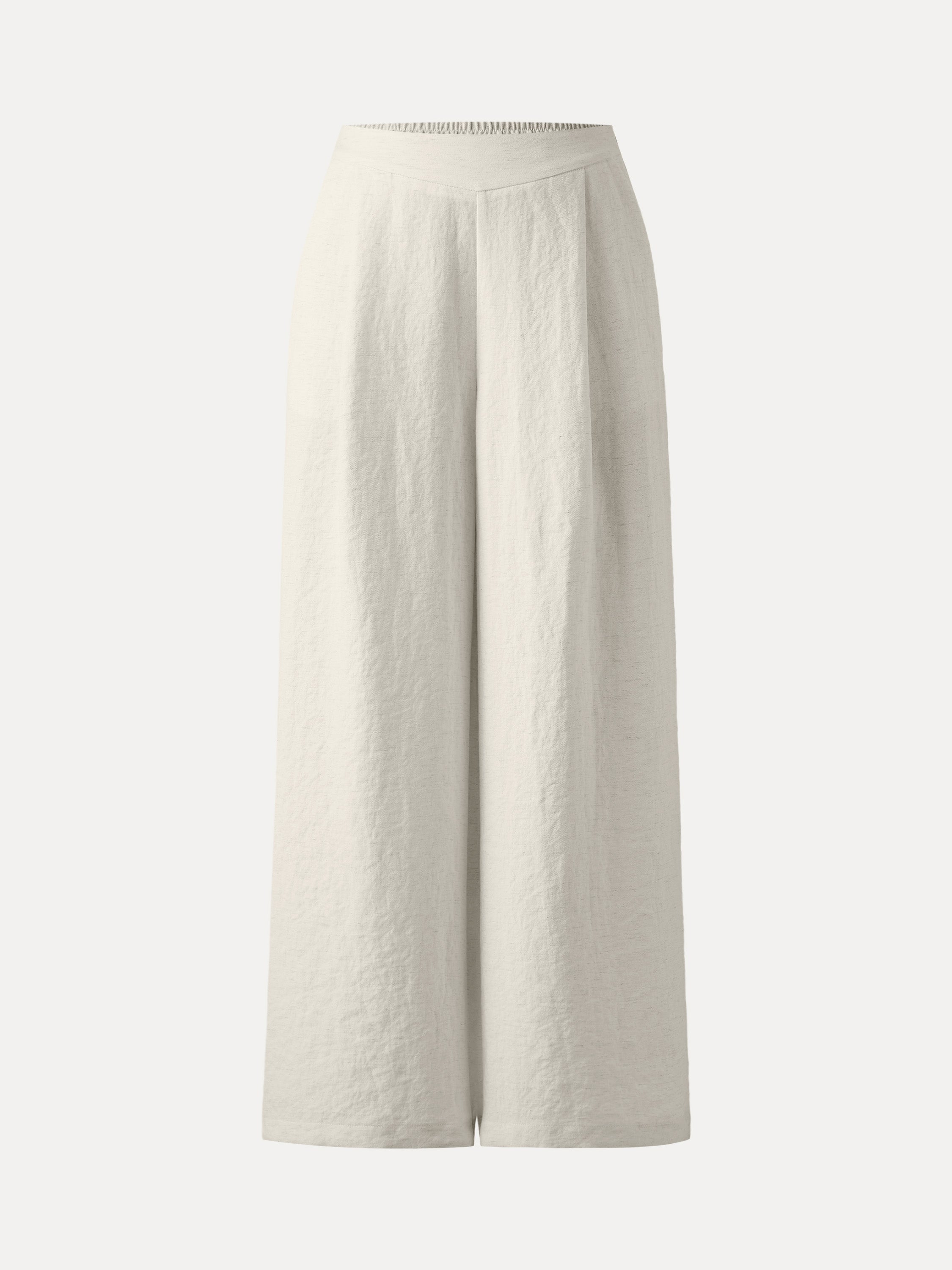 Pantalón Fresco Tipo Lino Tiro Medio Pierna Ancha con Bolsillos