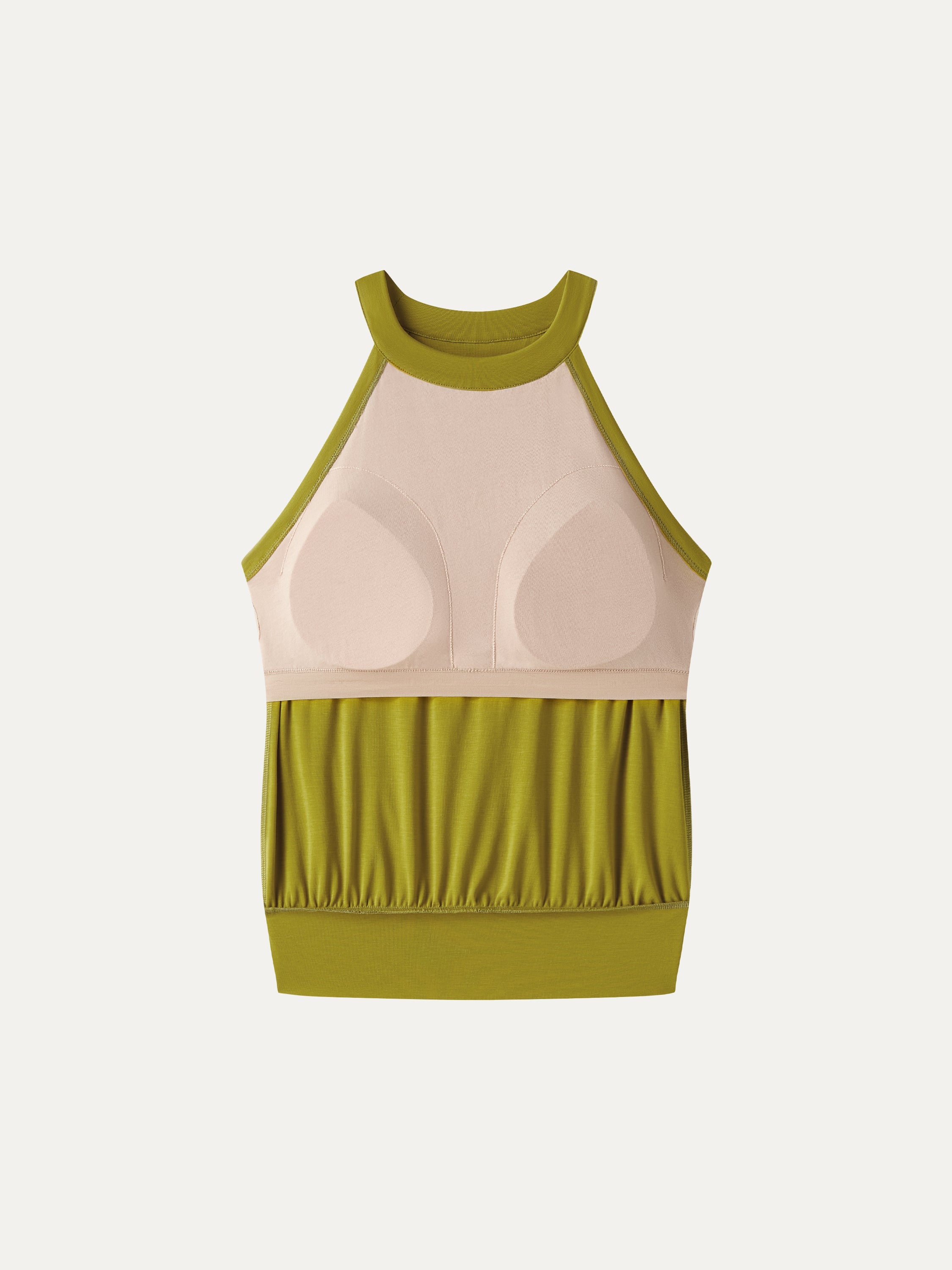 Conjunto de 2 Piezas: Top Sujetador Cuello Halter y Pantalón Plisado con Bolsillos