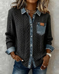 Camila - Camisa de Manga Larga con Patchwork Vaquero
