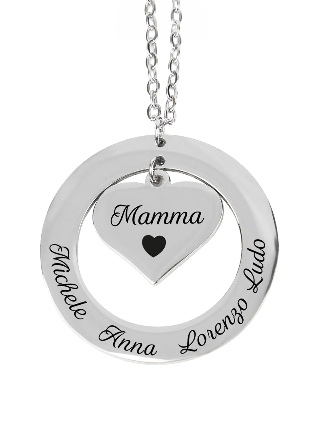 Collar Círculo con Corazón para Mamá o Abuela