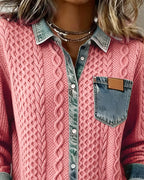 Camila - Camisa de Manga Larga con Patchwork Vaquero
