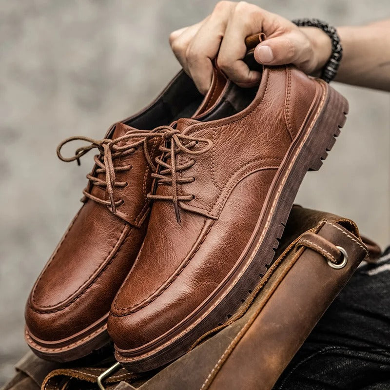 CARLOS - Zapatos de cuero genuino de corte bajo