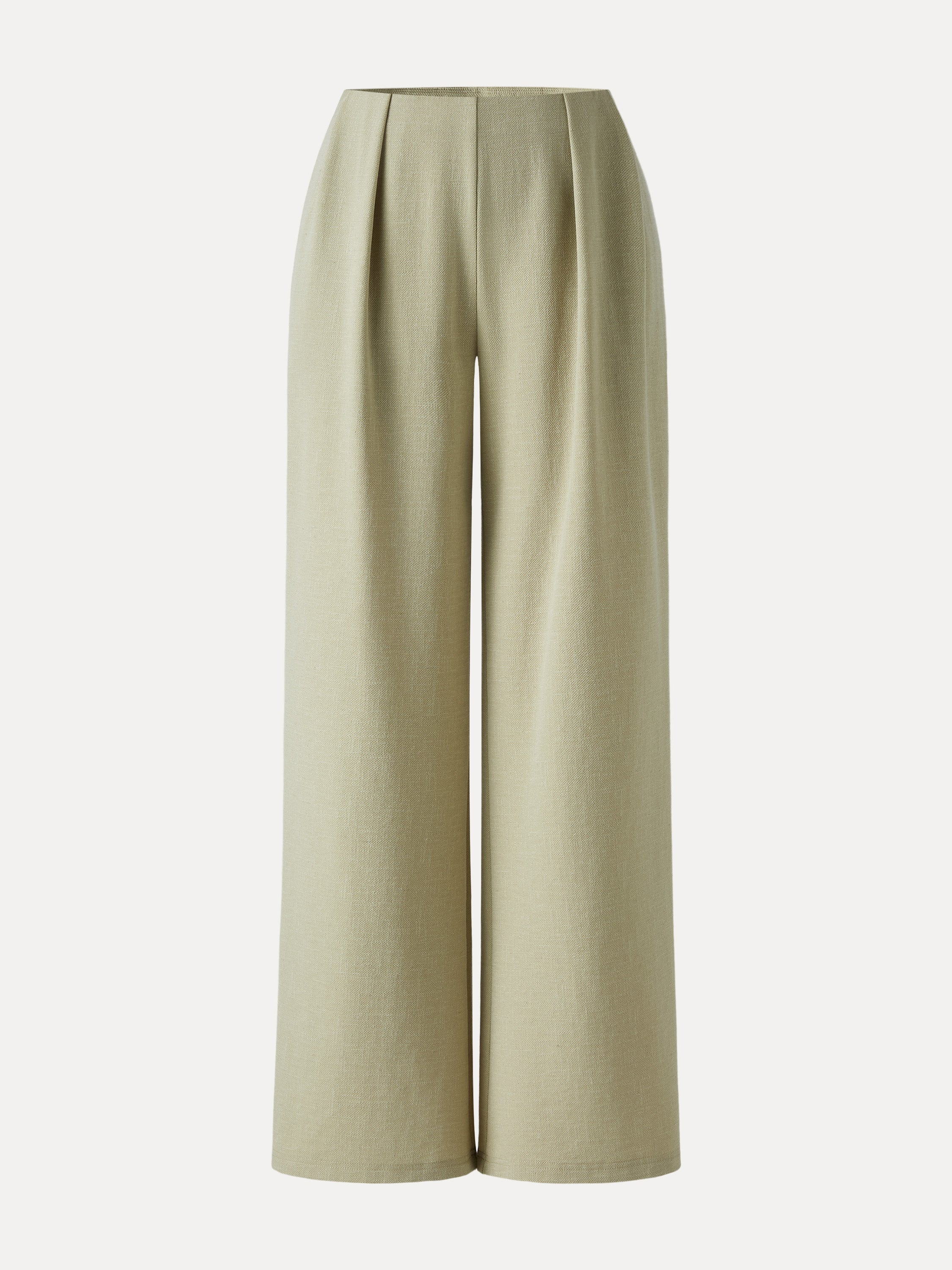 Pantalón Acampanado Ancho Tipo Lino con Bolsillos