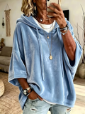 Luana - Sudadera con Capucha Oversize de Terciopelo Efecto Lujo