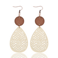 Eliana - Pendientes Colgantes Calados de Cuero PU Estilo Vintage