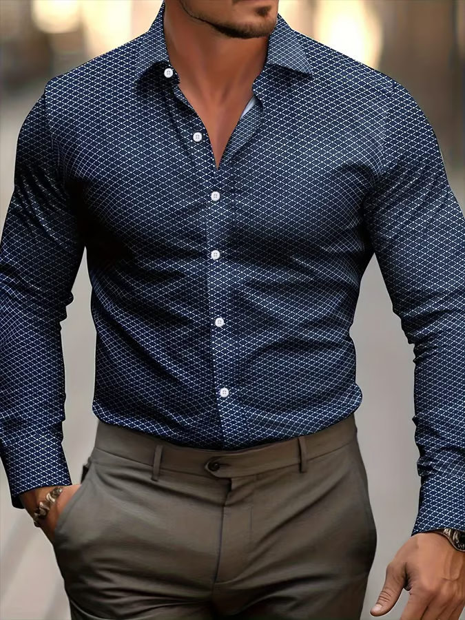 Camisa de Manga Larga Estampada Estilo Urbano