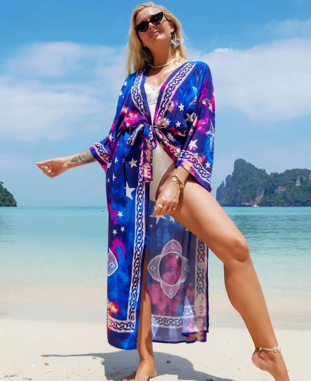 Calpe | Kimono Versátil Tejido Japonés · Azul Estelar