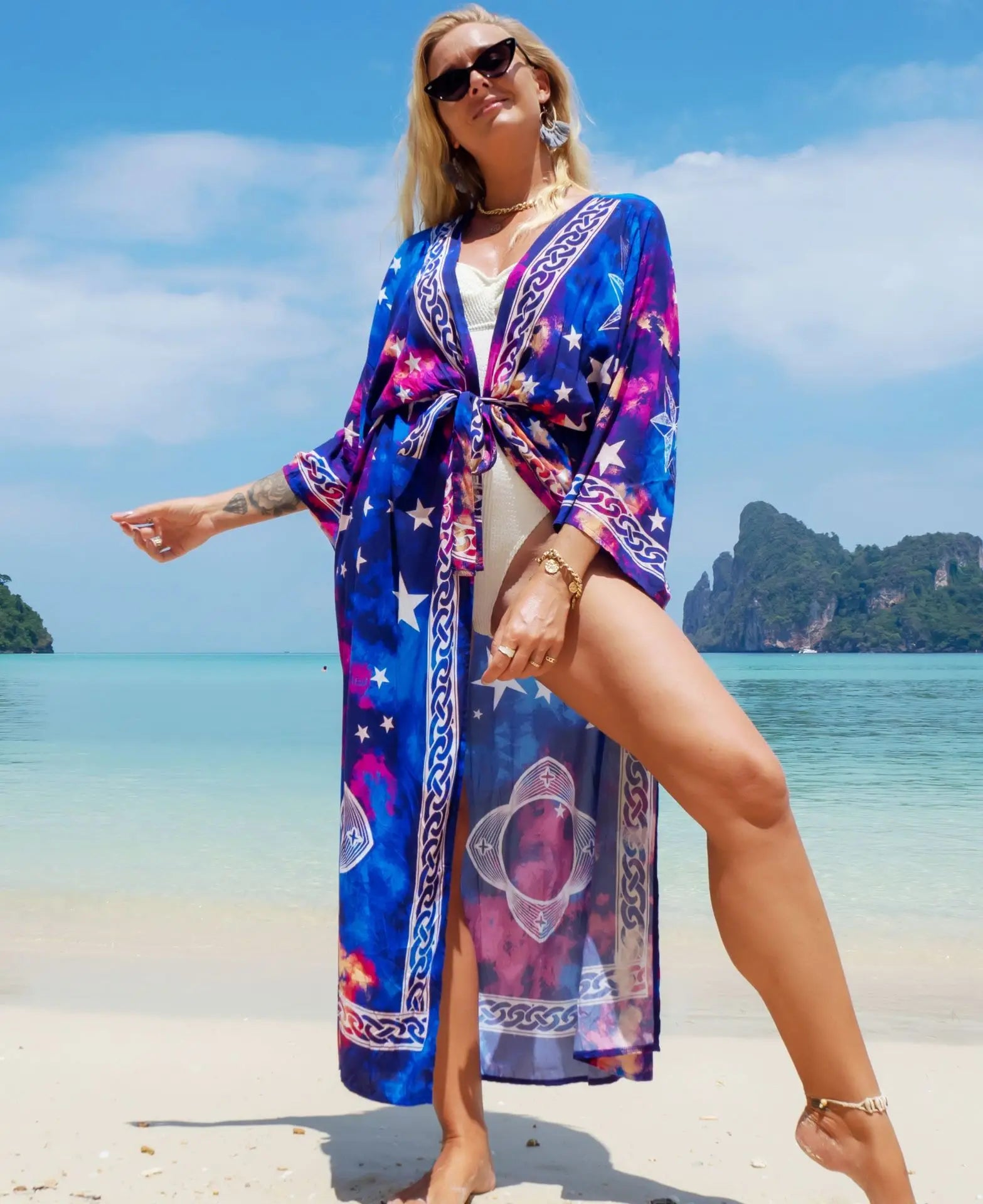 Calpe | Kimono Versátil Tejido Japonés · Azul Estelar