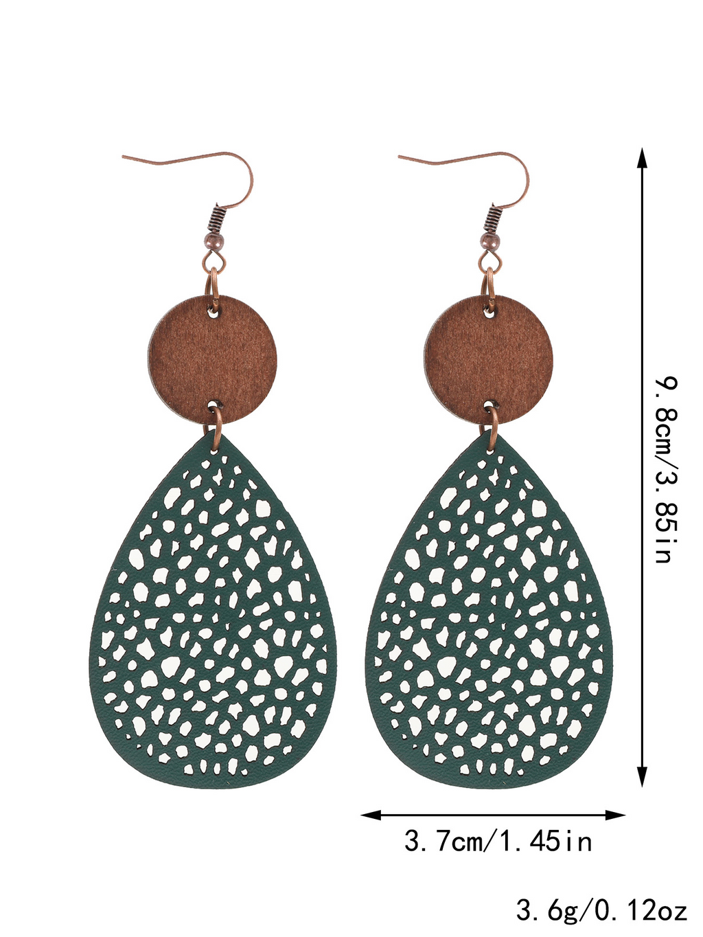 Eliana - Pendientes Colgantes Calados de Cuero PU Estilo Vintage