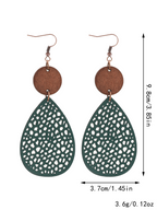 Eliana - Pendientes Colgantes Calados de Cuero PU Estilo Vintage