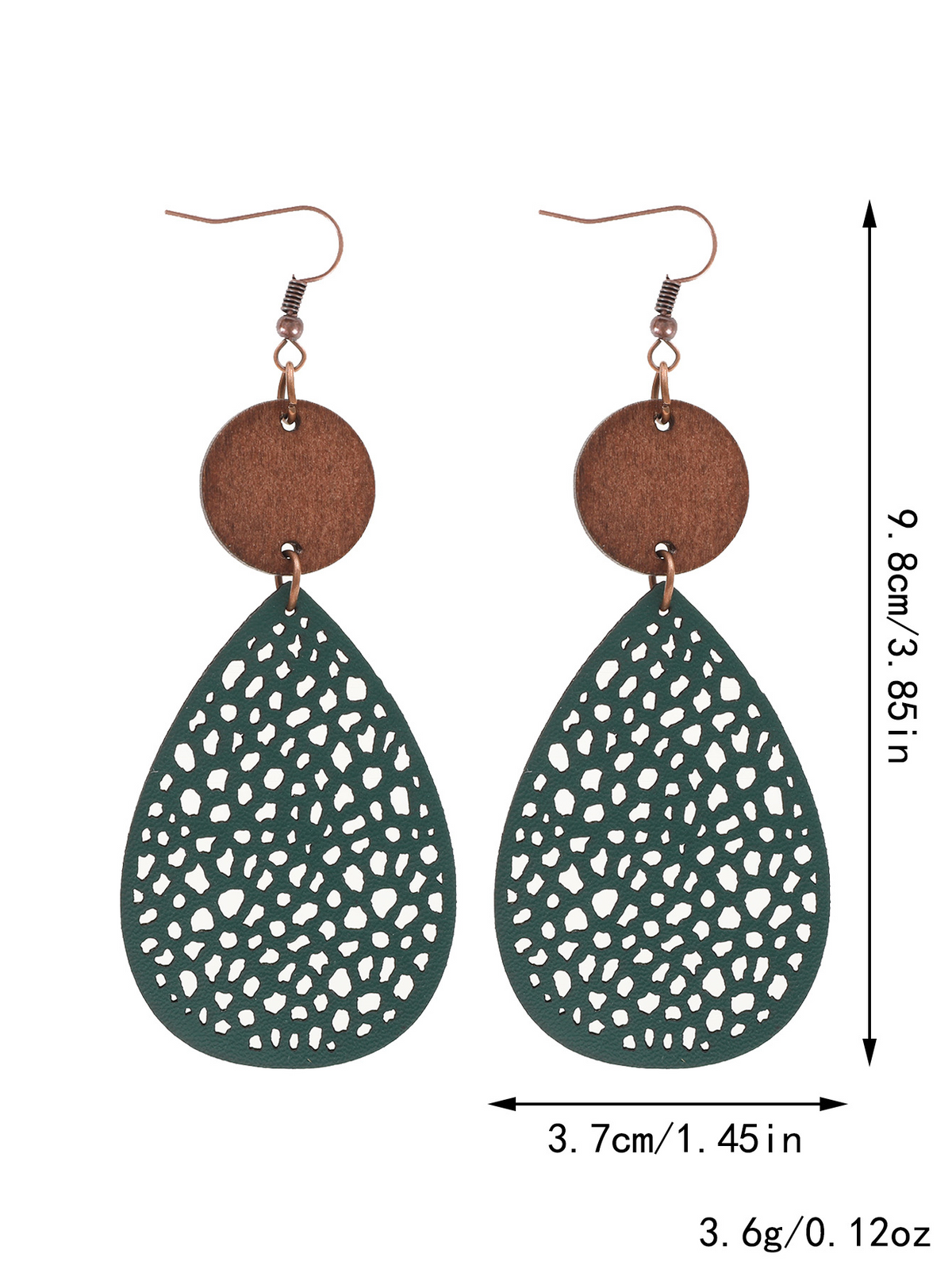 Eliana - Pendientes Colgantes Calados de Cuero PU Estilo Vintage