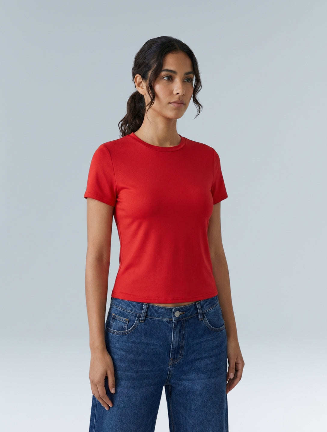 Top de Manga Corta con Cuello Redondo